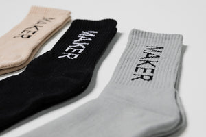 MAKER Luxe Crew Sock in Black, Sand & Galacier