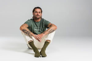 MAKER Luxe Crew Sock in Black, Sand & Galacier
